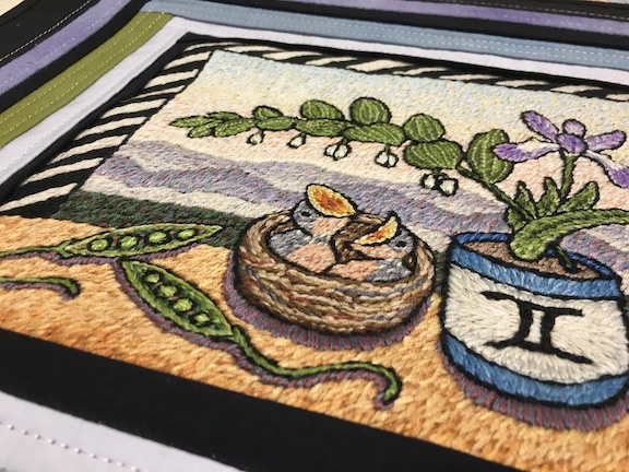 embroidered still life, embroidery thread artist, southern craft
