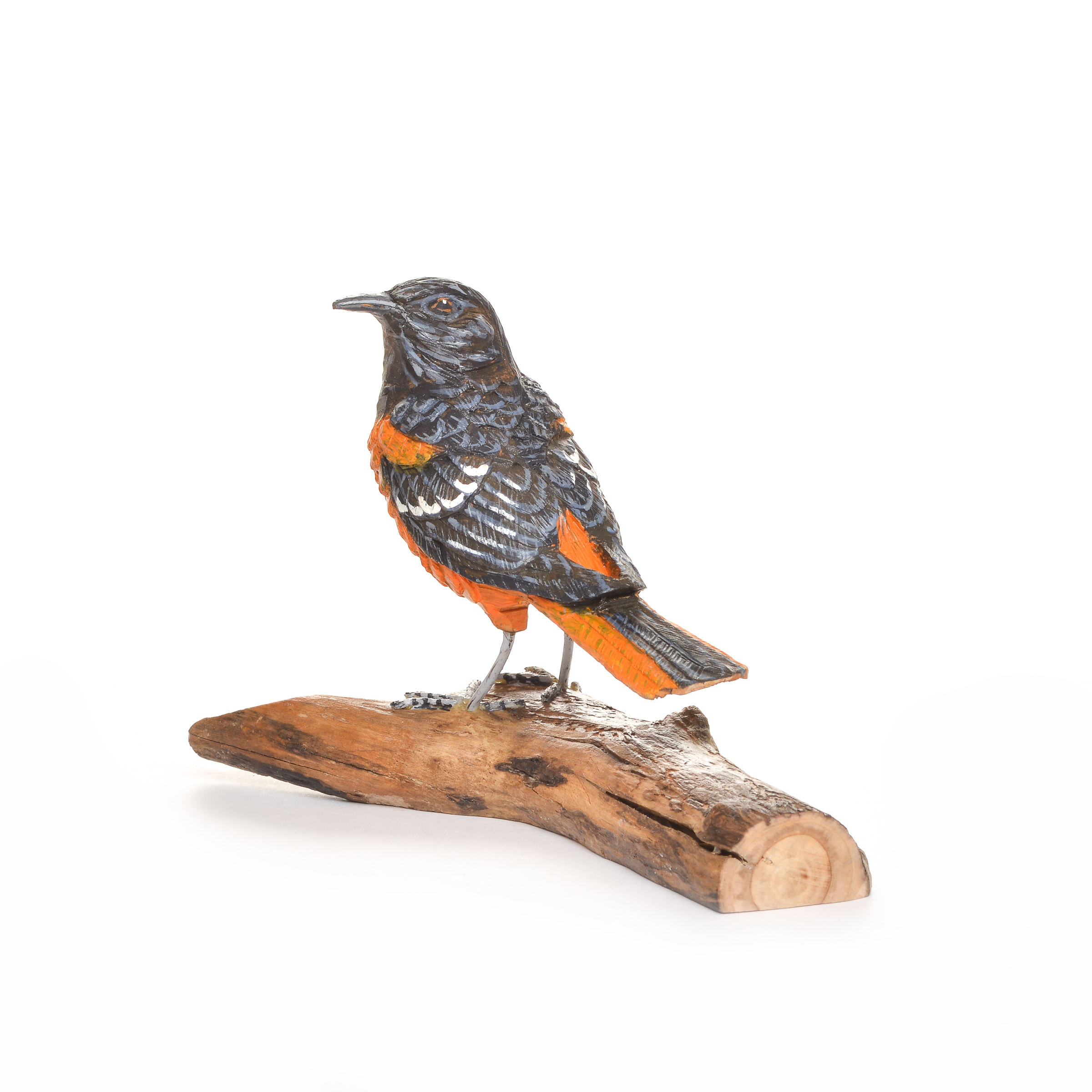 sitting Baltimore Oriole table decor Made in USA carved wooden bird
