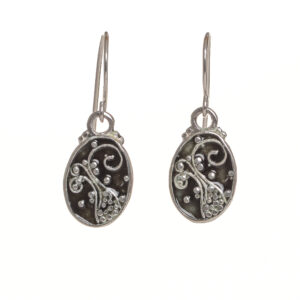 enameled fern earrings medium oil grey