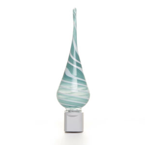 Handblown Glass Nightlight - Teal & White Swirl