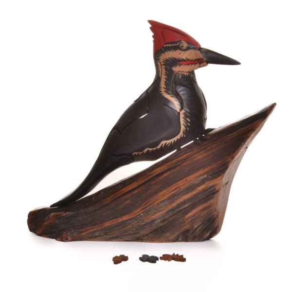 As you take this Pileated Woodpecker apart, you will find bugs inside. Each piece comes with care and instructions. Growing up in the family wood shop, Peter's son Genesis Chapman has built upon his father's line of puzzles, as well as developed his pursuits in painting and the arts.