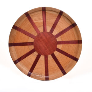 Segmented turned lazy Susan made using 3 different woods. No stains are used. All woods are natural color.