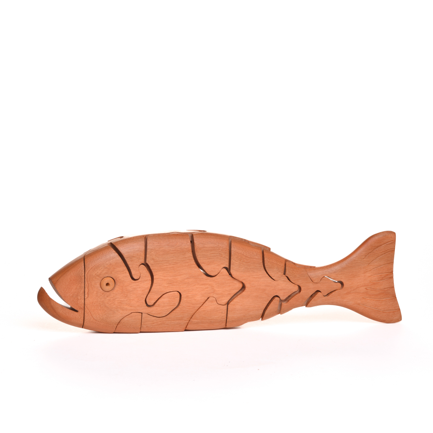 Wooden Bass with Fish Puzzle – Southern Highland Craft Guild
