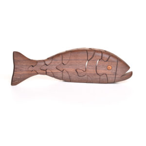 Bass with hidden fish wooden puzzle. You will find a hidden fish inside the Bass as you take it apart. Each piece comes with care and instructions.