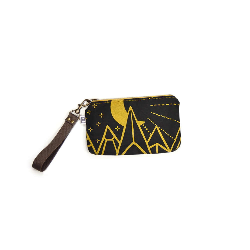 Waxed Canvas Midi Wristlet - Moonbeam