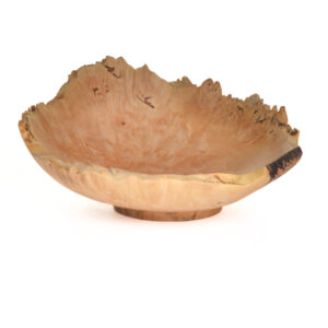 Turned natural edge Maple Burl bowl w/ Walnut #25051 by Warren Carpenter.