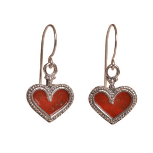 Add a little love to your look with these sweet granulated fine silver heart earrings enameled in red or black. Each heart is a little different (just like ours). Different colors to choose from.