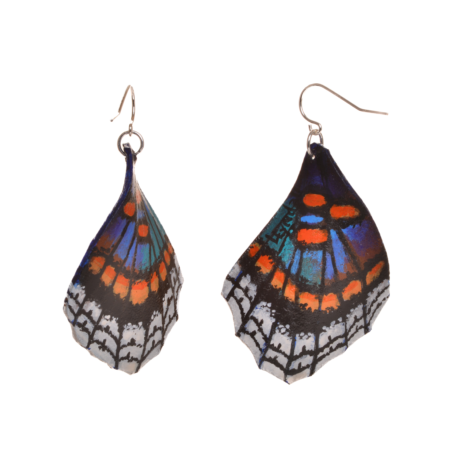 Red-Spotted Purple Admiral Leather Earrings - Lower Wings - Image 2