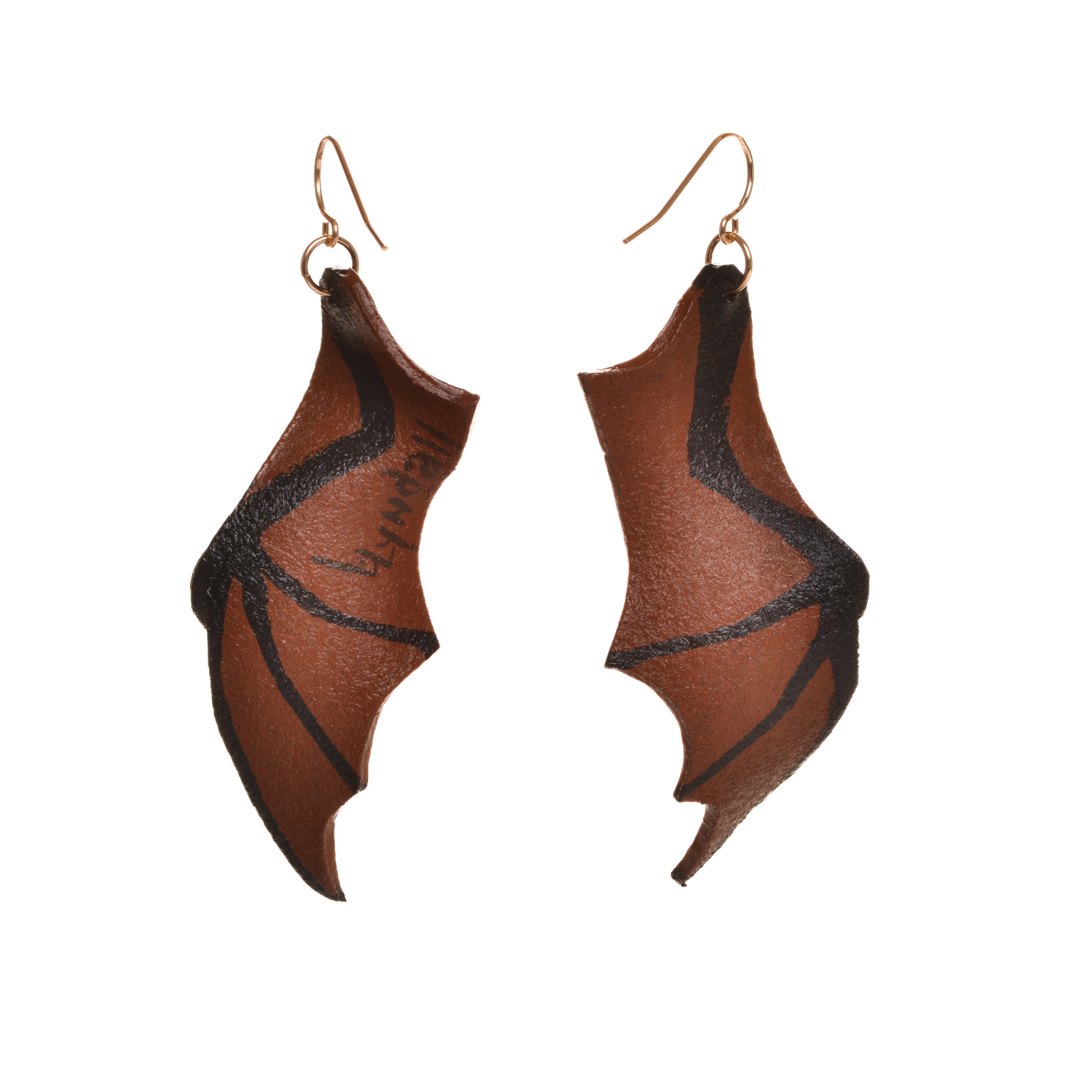 Bat Wing Leather Earrings - Image 2