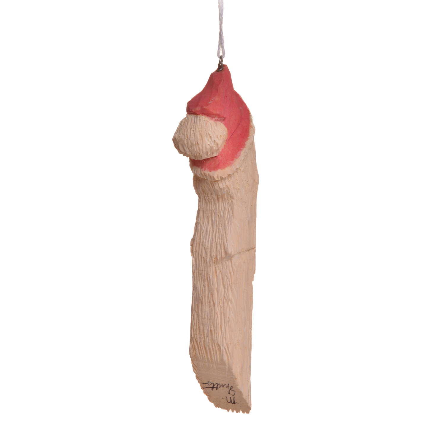 Carved and Painted Slender Santa Ornament - Image 4