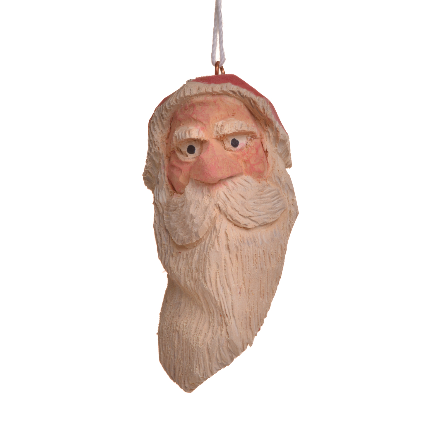 Medium Carved and Painted Santa Ornament - Image 11