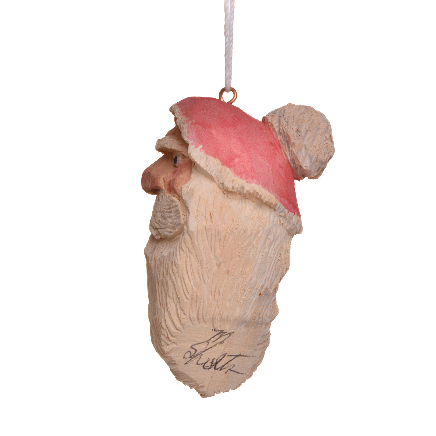 Medium Carved and Painted Santa Ornament - Image 12
