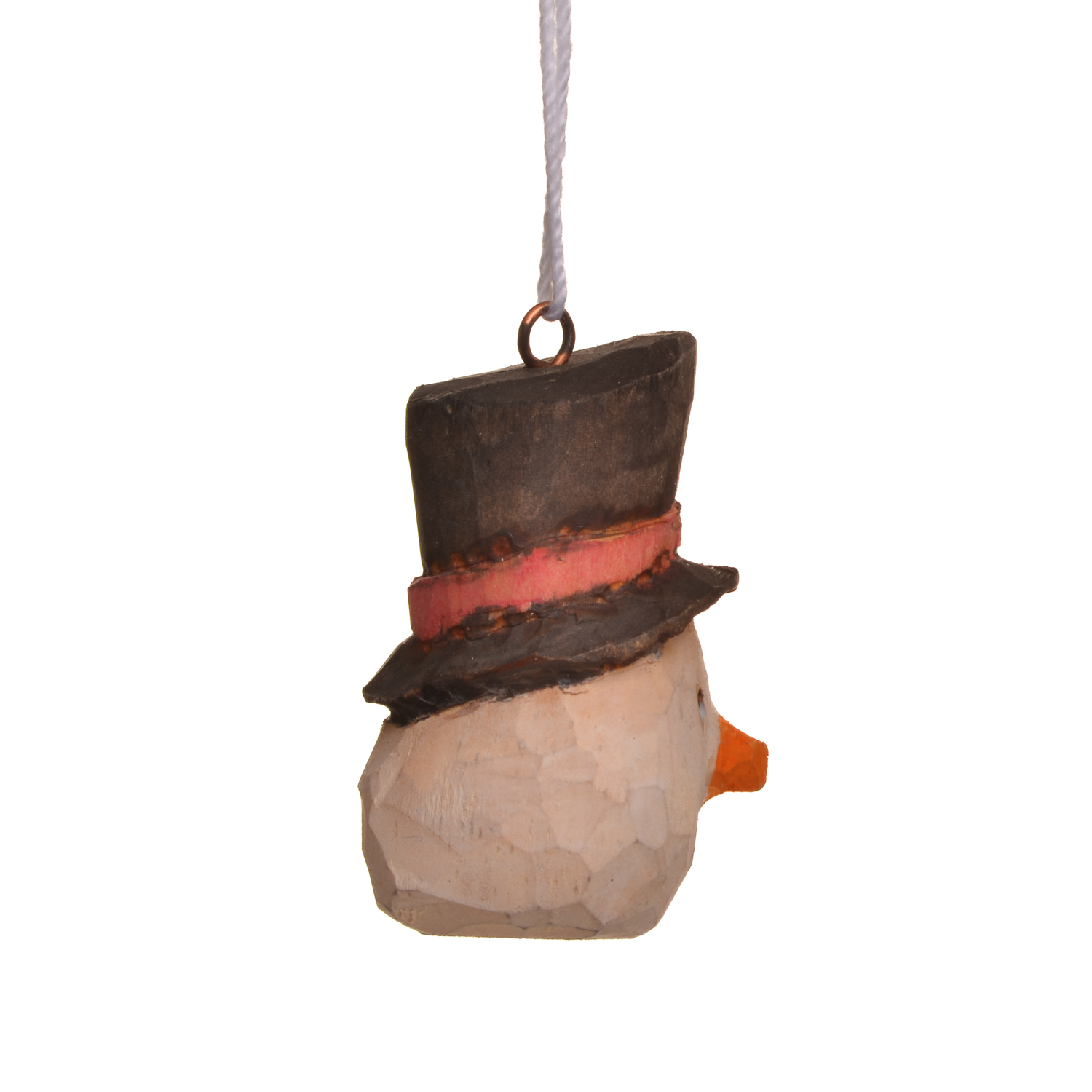 Mini Carved and Painted Snowman Ornament - Image 6