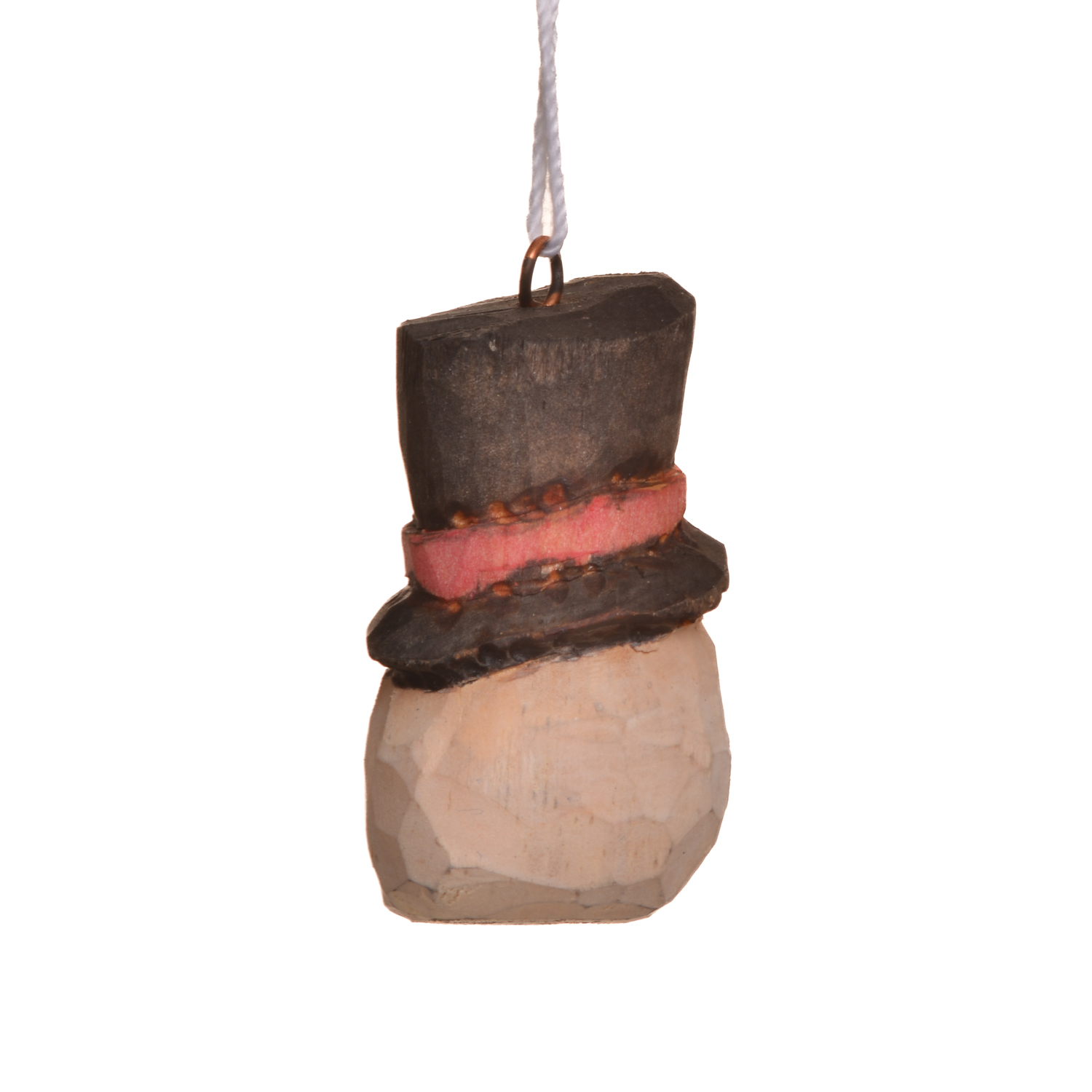 Mini Carved and Painted Snowman Ornament - Image 5