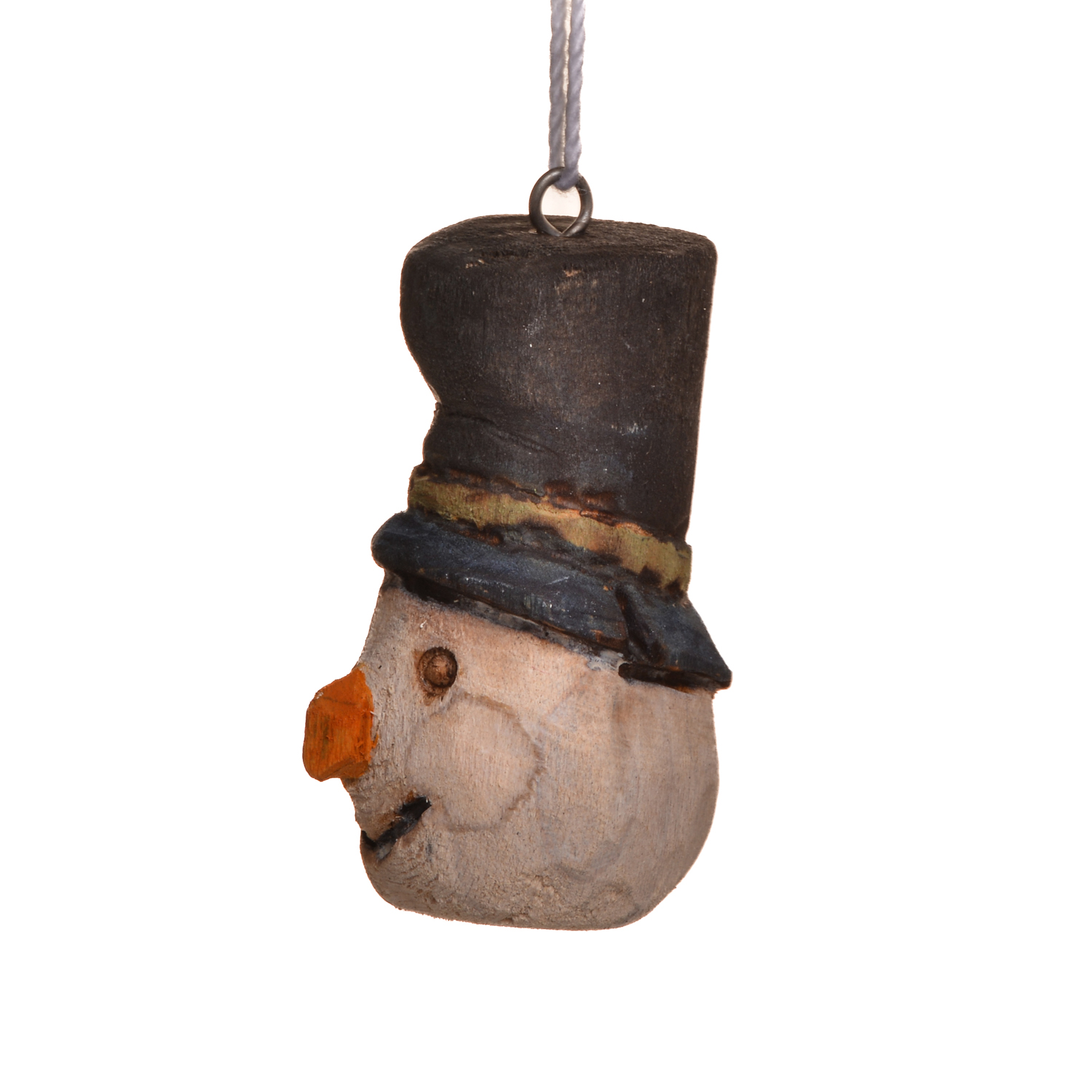 Mini Carved and Painted Snowman Ornament - Image 3