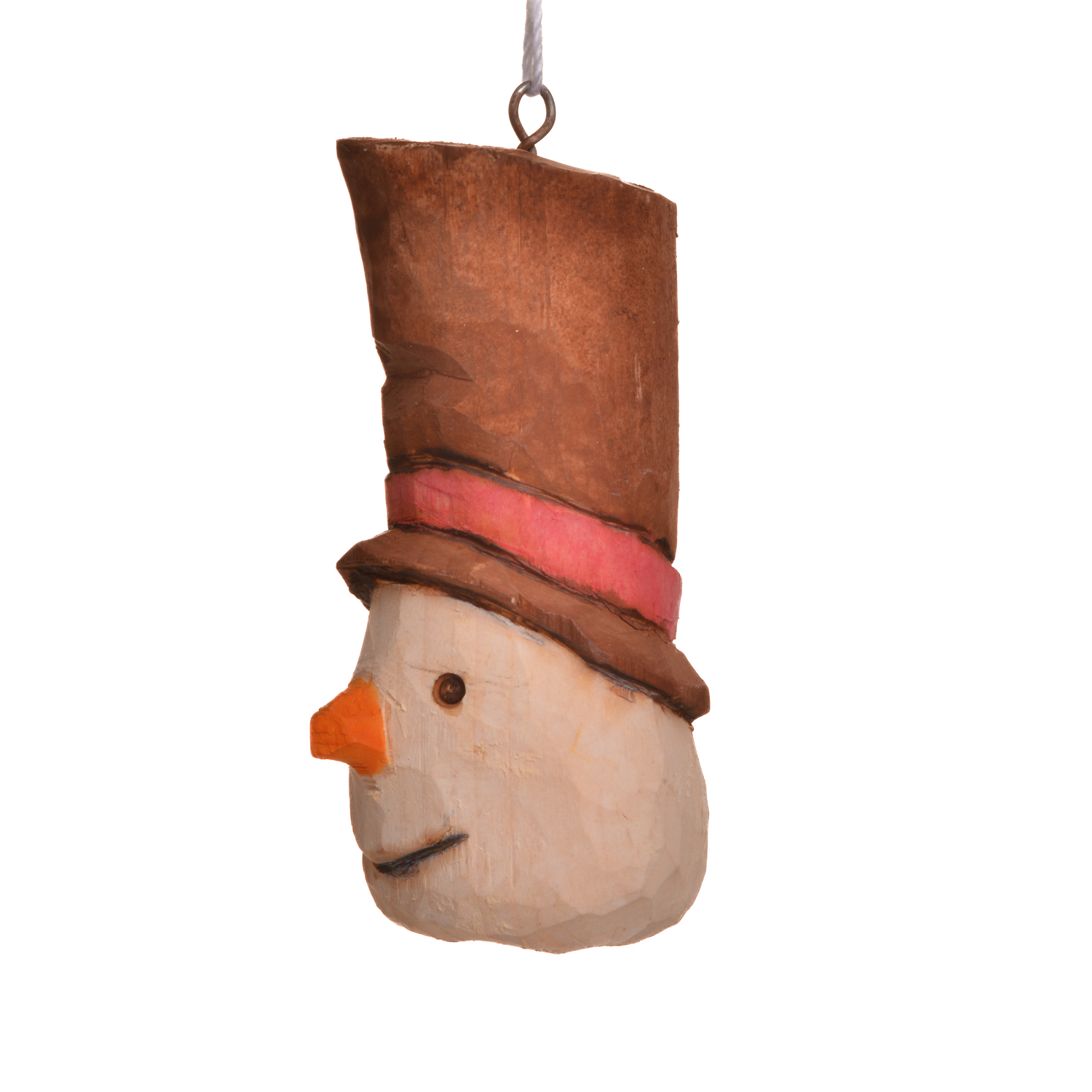 Medium Carved and Painted Snowman Ornament - Image 4
