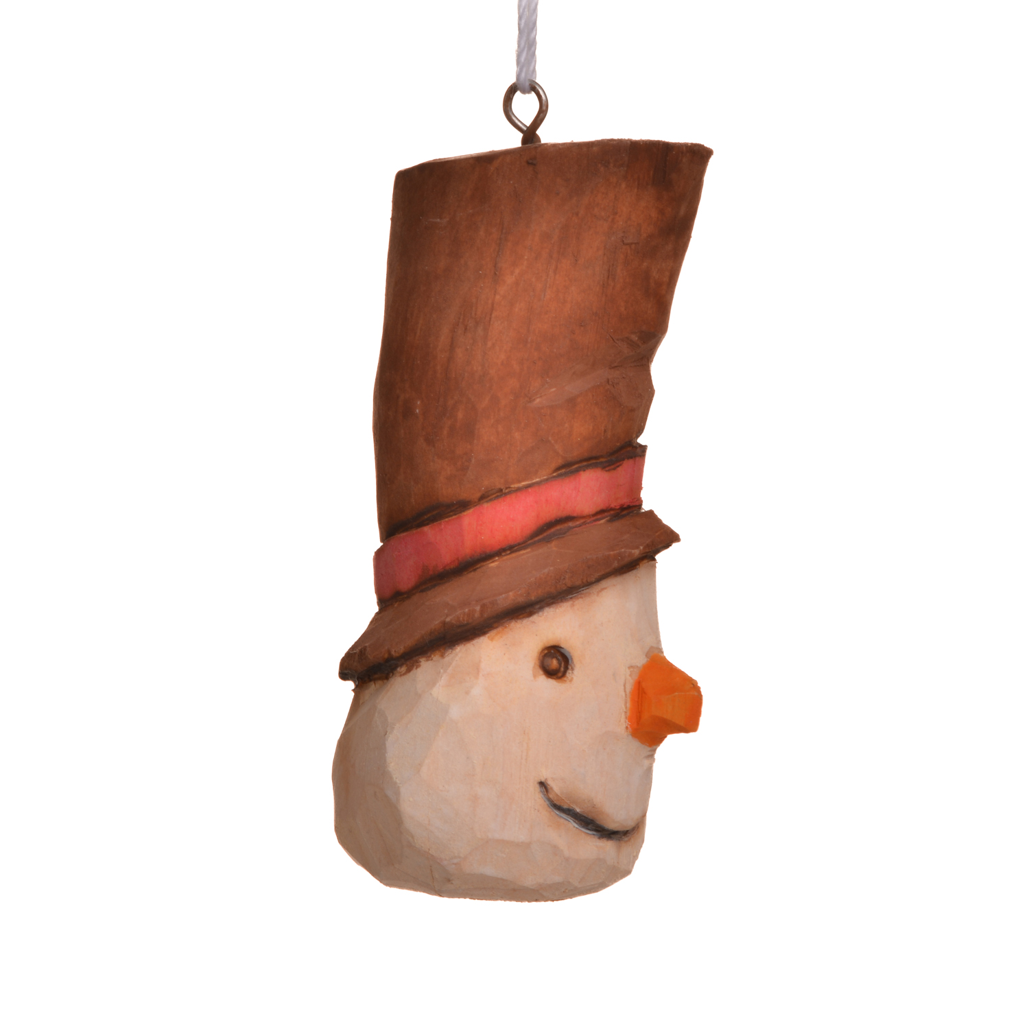 Medium Carved and Painted Snowman Ornament - Image 2