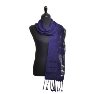 Wrap your shoulders in this lightweight and luscious handwoven Leno lace scarf by artist Albena Fairchild. Albena's pieces embody craftsmanship that blends traditional designs and techniques with modern styles. In her wide range of weavings, she is guided by the principles of beauty, function, and meaning. Wearables may be hand-washed or dry-cleaned. Lay flat to dry.