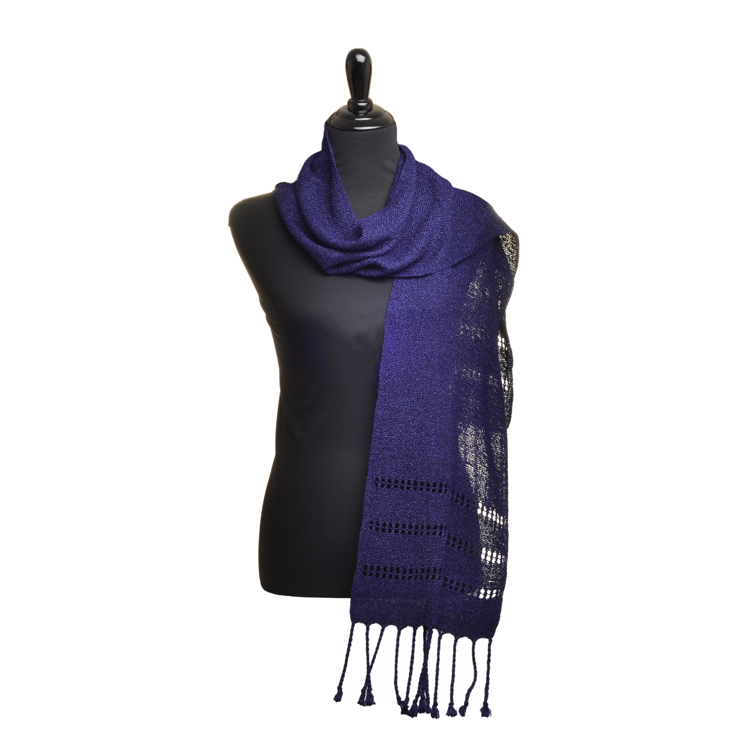 Wrap your shoulders in this lightweight and luscious handwoven Leno lace scarf by artist Albena Fairchild. Albena's pieces embody craftsmanship that blends traditional designs and techniques with modern styles. In her wide range of weavings, she is guided by the principles of beauty, function, and meaning. Wearables may be hand-washed or dry-cleaned. Lay flat to dry.