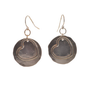 Sterling Silver Disc and Heart Earrings