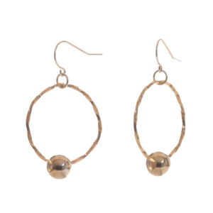 Handcrafted gold-filled hoops with gold-filled bead earrings by silversmith Suzanne Farran-Hrytzik of North Carolina. These earrings feature hand-forged, hammered textured hoops with a polished bead accent. Easy to clean and great for everyday wear. Expect slight variations in design.