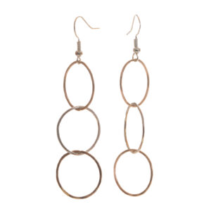 Handcrafted sterling silver and gold-filled three hoop earrings by silversmith Suzanne Farran-Hrytzik of North Carolina. These earrings feature three interlocking hammered-textured hoops. Easy to clean and great for everyday wear. Expect slight variations in design.