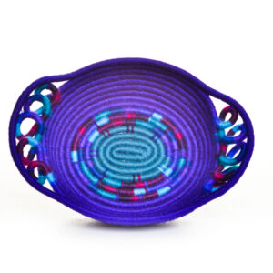 Purple with Curly Handles Coiled Rope Basket