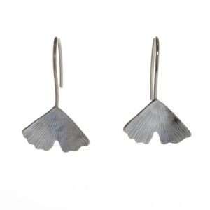 Sterling silver Ginkgo earrings, biologically inspired and designed by Charity Hall of Virginia.