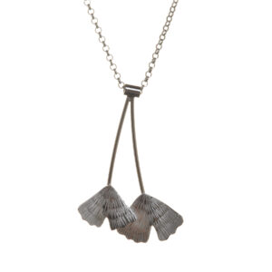 Sterling silver Ginkgo necklace, biologically inspired and designed by Charity Hall of Virginia.