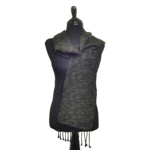 Wrap up in rustic elegance with this rich, textured handwoven scarf by artist Albena Fairchild. Albena’s pieces embody craftsmanship that blends traditional designs and techniques with modern styles. In her wide range of weavings, she is guided by the principles of beauty, function, and meaning. Wearables may be hand-washed or dry-cleaned. Lay flat to dry. Pre-washed in organic wash and ready to be enjoyed!