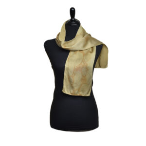 Hand-dyed and marbled silk scarf by fiber artist Eileen Hallman of North Carolina. Much of Eileen's dye work incorporates indigo and other plants she grown around her garden and foraged in the surrounding mountains. 