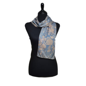 Marbled Blue and Blush Silk Scarf