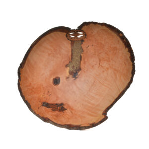 Turned natural edge maple burl bowl with a walnut and brass #27088 by Warren Carpenter.