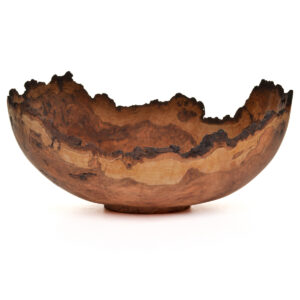 Turned natural-edge cherry burl bowl #27447 by artist Warren Carpenter.