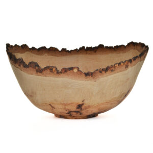 Turned natural-edge oak burl bowl #28021 by artist Warren Carpenter.