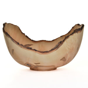 Turned natural-edge ambrosia maple burl bowl #28049 by artist Warren Carpenter.