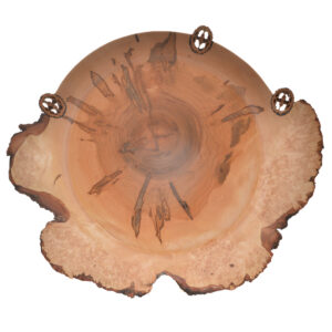Turned natural-edge ambrosia maple burl bowl with 3 walnuts #26517 by artist Warren Carpenter.