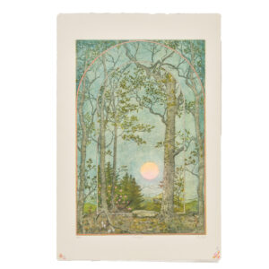 'Moonlight' is a 3 plate soft-ground etching and engraving printed on rag paper. Artist Jay Pfeil created this on one of her many hikes through these mountains. She is in the process of printing an edition of 95 signed, numbered and hand-pulled intaglio prints.