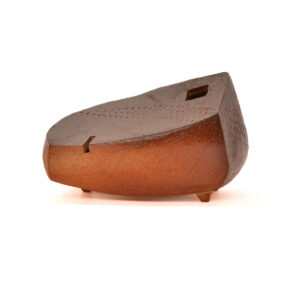 Barry Rhodes 2026, stoneware; wood fired, hand built 5" x 5" x 8"