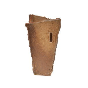 Barry Rhodes 2026, stoneware; wood fired, hand built 11" x 4" x 6"