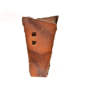 Barry Rhodes 2026, stoneware; wood fired, hand built 11" x 4" x 6"