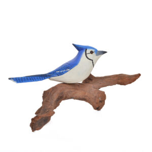 Wooden carved and painted Blue Jay. Artist Tony Dills hand carves and paints his birds and attaches them to pieces of wood. Nature has always been an important part of Tony's life.