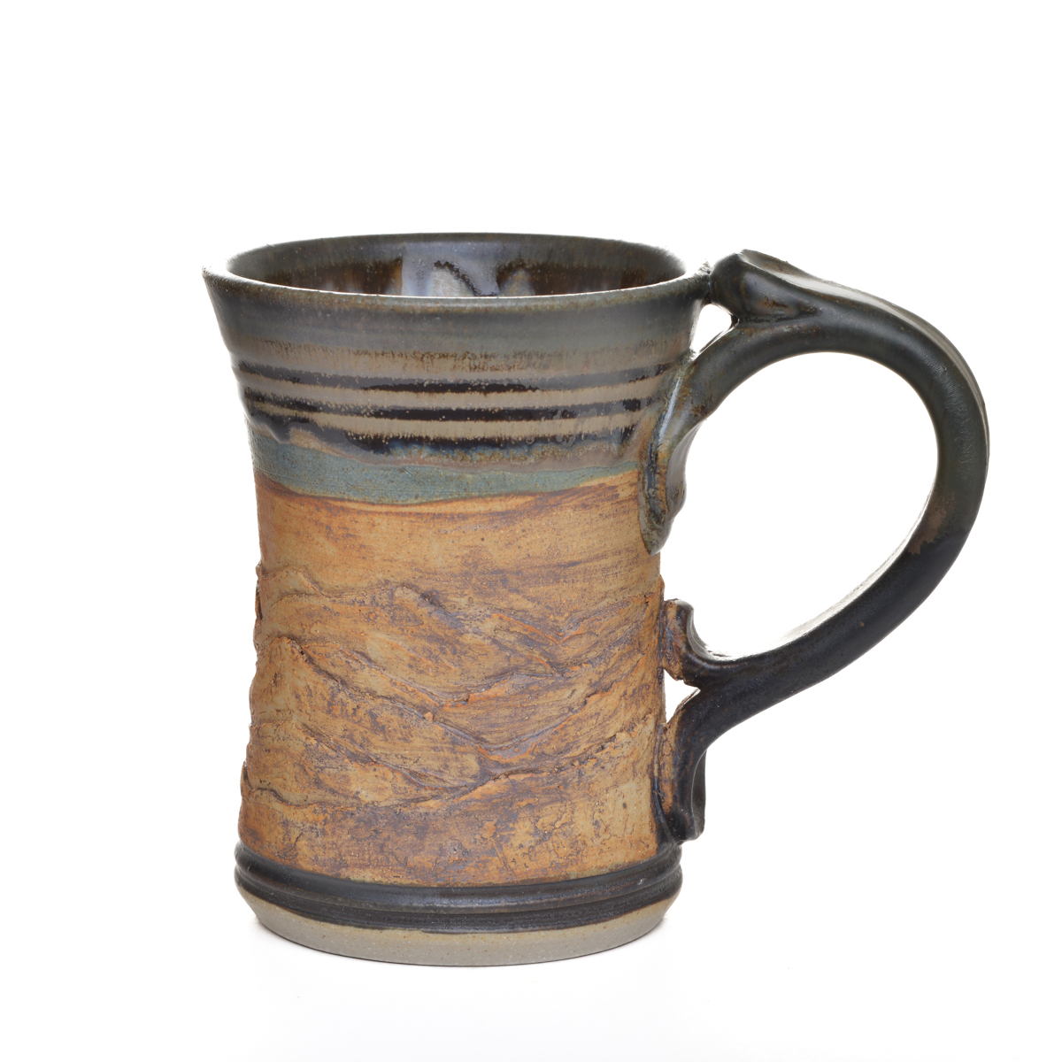 Carved and Textured Mountain Stoneware Mug - Image 8