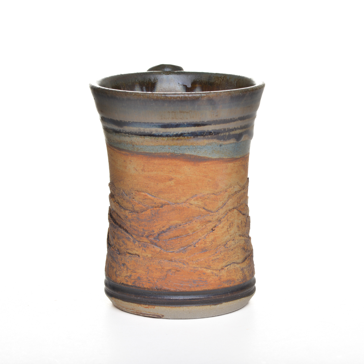 Carved and Textured Mountain Stoneware Mug - Image 9