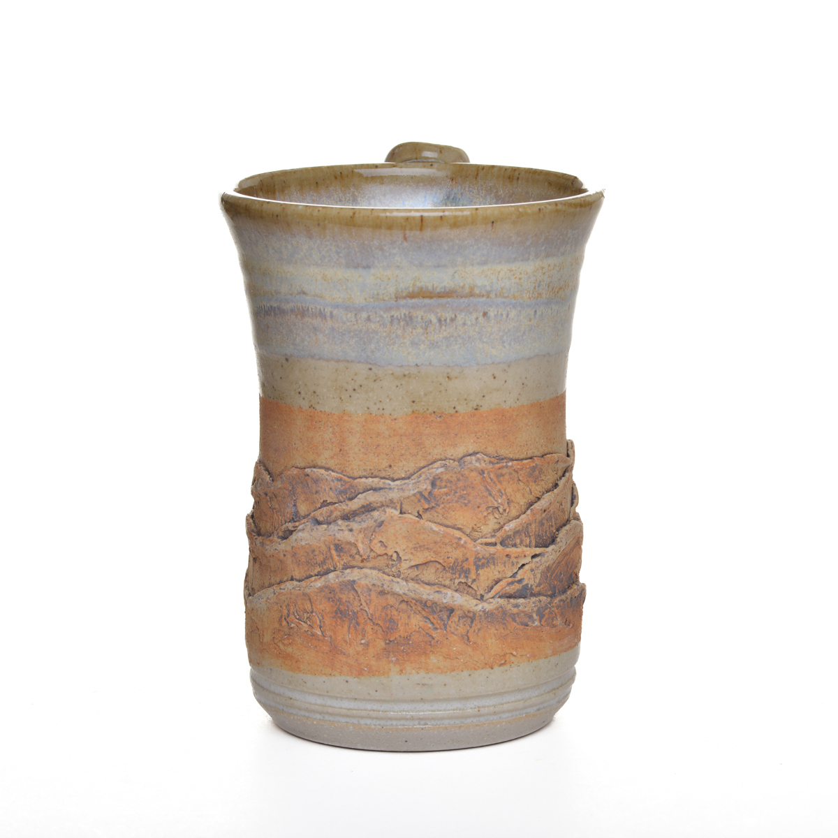 Carved and Textured Mountain Stoneware Mug - Image 5