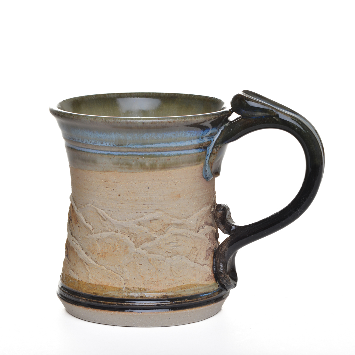 Carved and Textured Mountain Stoneware Mug - Image 4