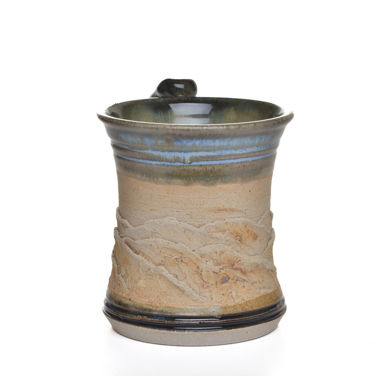 Carved and Textured Mountain Stoneware Mug - Image 2
