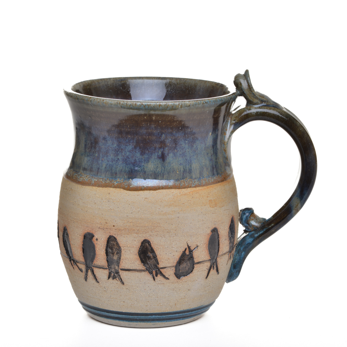 Etched Bird on a Wire Stoneware Mug - Image 4