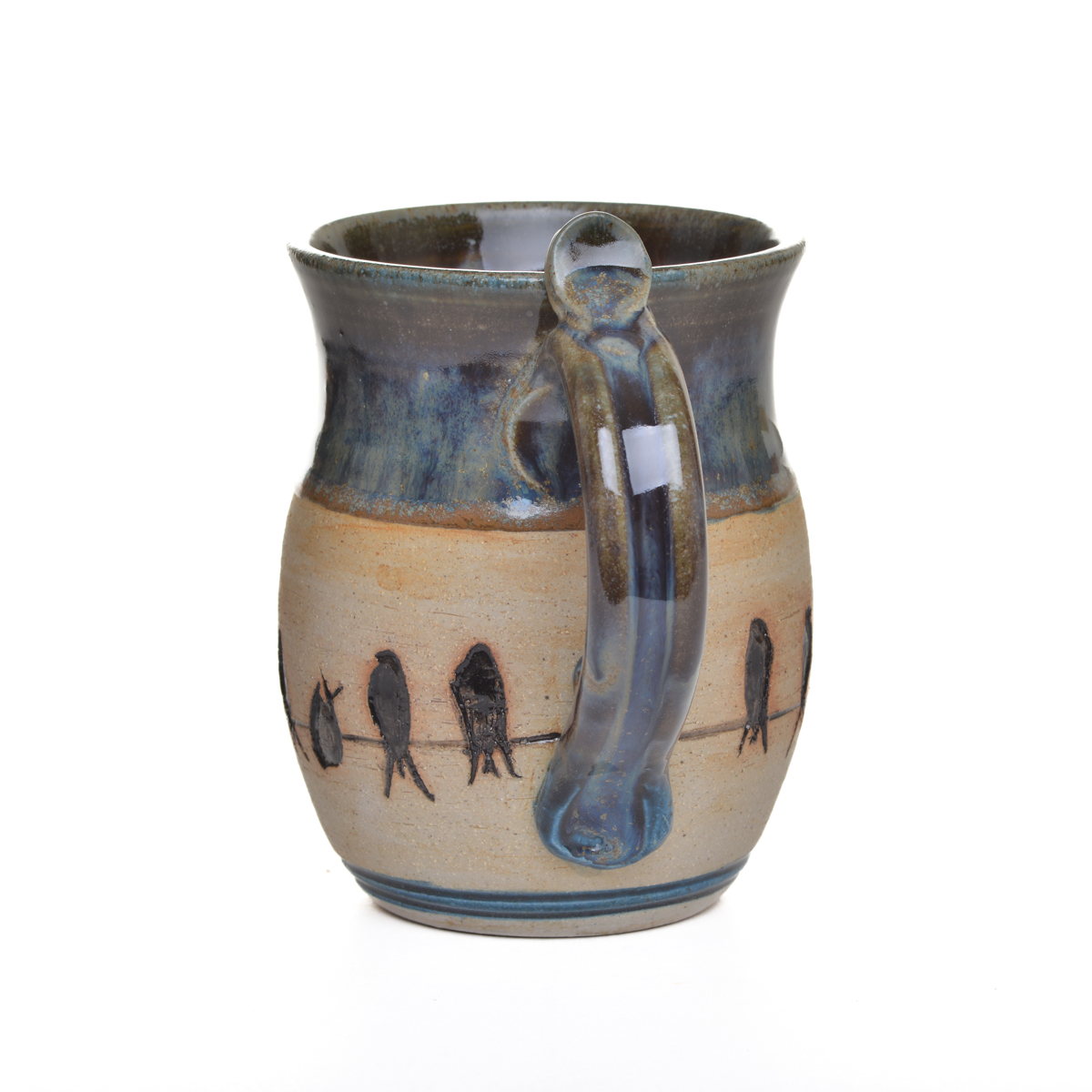 Etched Bird on a Wire Stoneware Mug - Image 3