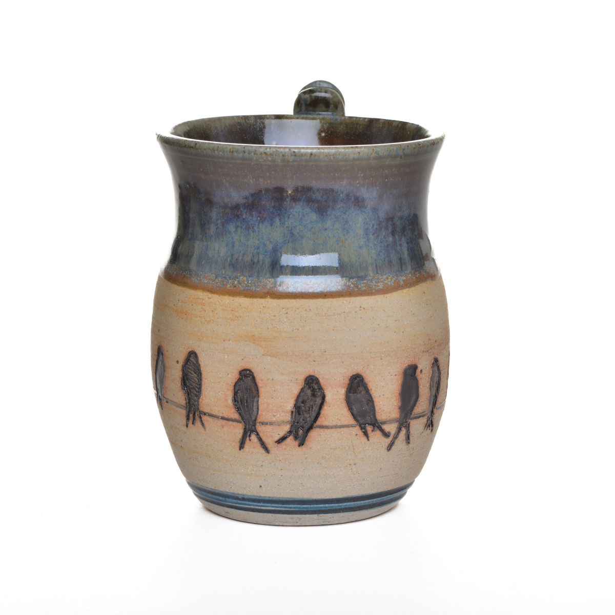 Etched Bird on a Wire Stoneware Mug - Image 2